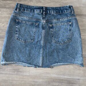 Topshop Blue Mini A-Line Skirt with Pink Embellishments